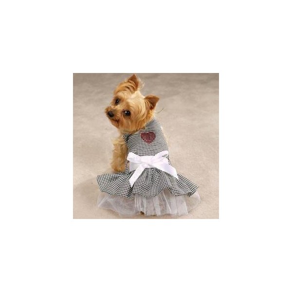Pet Edge Extra Small Gingham Bling Sundress Dog Dress