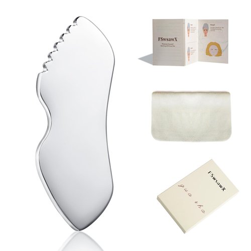 FSwsawX Stainless Steel Gua Sha Facial Tools, Face Comb & Massager Metal Gua sha Tool for Blood Circulation & Lymphatic Drainage, Body and Face Gua Sha Stone for Tighten Skin