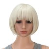 SWACC 10 Inch Short Straight Bob Wig with Bangs Synthetic Colorful Cosplay Daily Party Flapper Wig for Women with Wig Cap (Platinum Blonde)