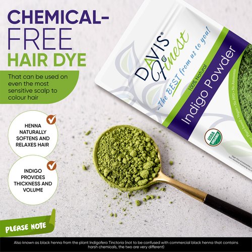 Davis Finest Organic Indigo Powder Hair Dye for Hair Coloring 250g