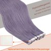Sunny Hair Tape in Hair Extensions Human Hair Purple Real Hair Tape ins Extensions Purple Tape in Natural Hair Extensions Colored for Cosplay Party 10pcs 14inch