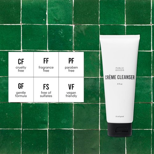 Public Goods Crème Cleanser | Natural Face Wash for Women & Men | Gentle on Sensitive Skin | Daily Hydrating Milk Cleanser | Made with Organic Coconut Oil | Makeup Remover | Vegan Friendly | 4 Fl Oz