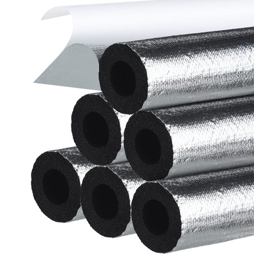 Kingdder Pipe Insulation Foam Tube 6 Pcs Self Adhesive Insulation Foam Wrap for Copper Pipe Pre Slit Clamp Highly Insulated Foam for Outdoor Winter Irrigation, Sprinkler (1.3 Ft x 1 Inch)