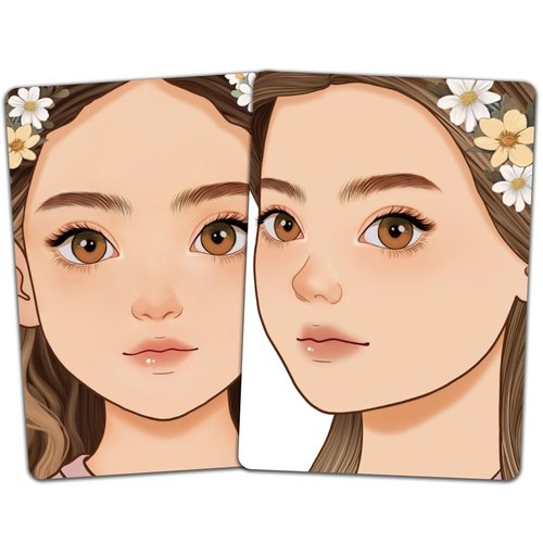 DELORIGIN 2pcs Face Painting Practice Board Reusable Makeup Practice A4 Size Mannequin Face Body Painting Exercise Template Facial Painting Supplies for Makeup Beginner Painting (Girl with a Wreath)