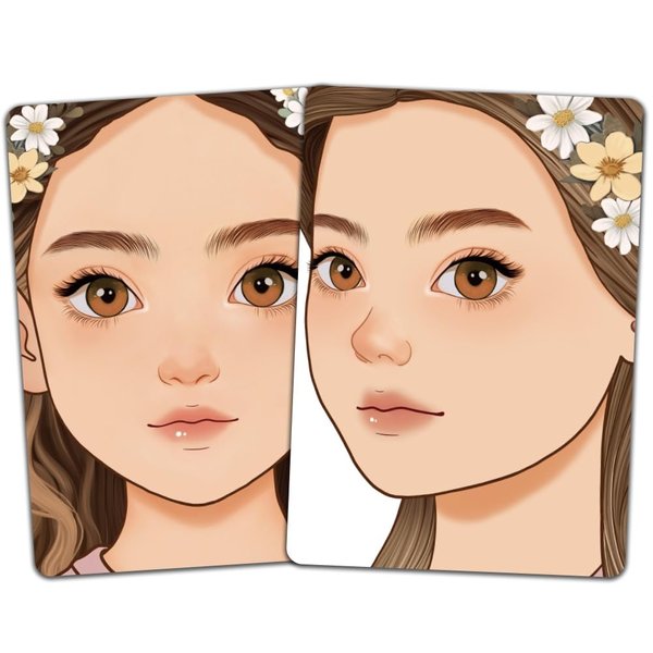 DELORIGIN 2pcs Face Painting Practice Board Reusable Makeup Practice A4 Size Mannequin Face Body Painting Exercise Template Facial Painting Supplies for Makeup Beginner Painting (Girl with a Wreath)