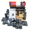 Puerto Rico Dominoes Adult Size Solid Black Puerto Rican Double six Domino Set - Full Game with Reusable Score Pad and Wooden Racks - Perfect for Family Fun!