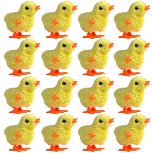 16 Packs Wind Up Chicken Novelty Jumping Chicken Gag Plush Chicks for Kids Party Favors Supplies Props for Halloween Gag Shows Christmas Gift