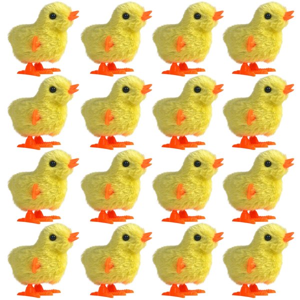 16 Packs Wind Up Chicken Novelty Jumping Chicken Gag Plush Chicks for Kids Party Favors Supplies Props for Halloween Gag Shows Christmas Gift