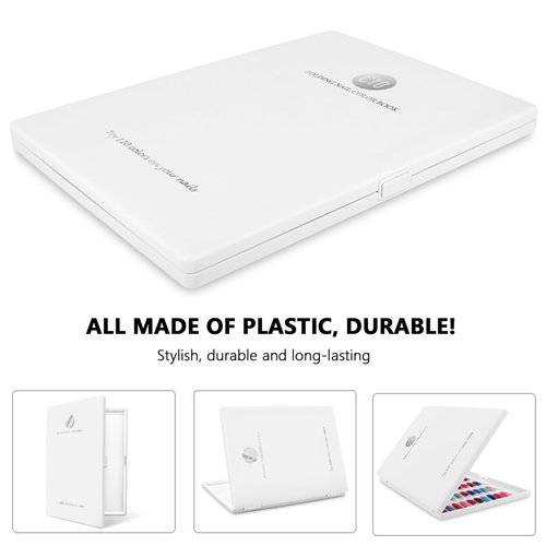 Nail Display Book Plastic Nail Color Book, C10 Nail Polish Display Color Chart with Clear Nail Tips and Nail Polish Number Labels