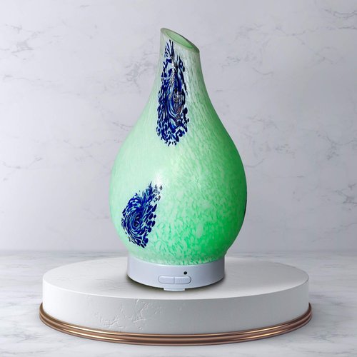 AROMAR Essential Ultrasonic Oil Diffuser Cool Mist humidifier & Aromatherapy - Diffusers for Essential Oils with Auto Shut-Off and 7 Colors LED for Home and Office -100ml Hydria Abstract White & Blue
