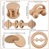 5 Pieces Wooden Baby Toys Wooden Toys for Babies 0-6-12 Months Wood Toys Rattles with Bells Montessori Wood Baby Push Car Wooden Newborn Toy for Infant Boys and Girls Gifts