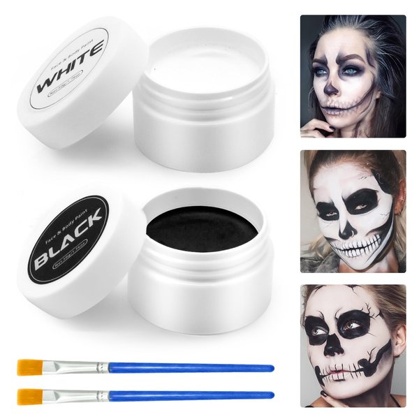 Black White Face Paint Body Painting: Halloween SFX Makeup Black+White Set - Pro Oil Based Face Paint Special Effects Makeup for Halloween Party Cosplay Clown Makeup for Adults Kids,Waterproof