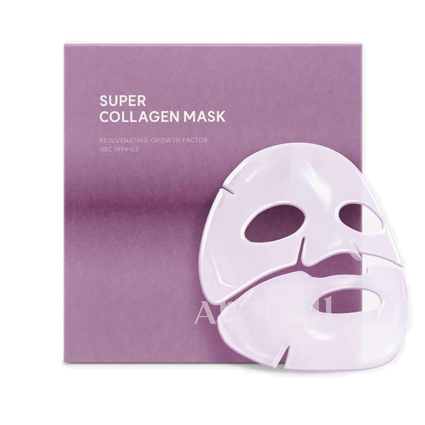AROCELL Super Collagen Mask 4 Facial Sheet Dual Matrix Hydrogel Masks with Low Molecular Weight Collagen for Elasticity Hydrating Anti-Aging Cooling Korean Skincare, 43g x 4ea