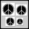 Set of 4 Peace Sign Symbol Reusable Craft Stencils 2 Through 5 inches!