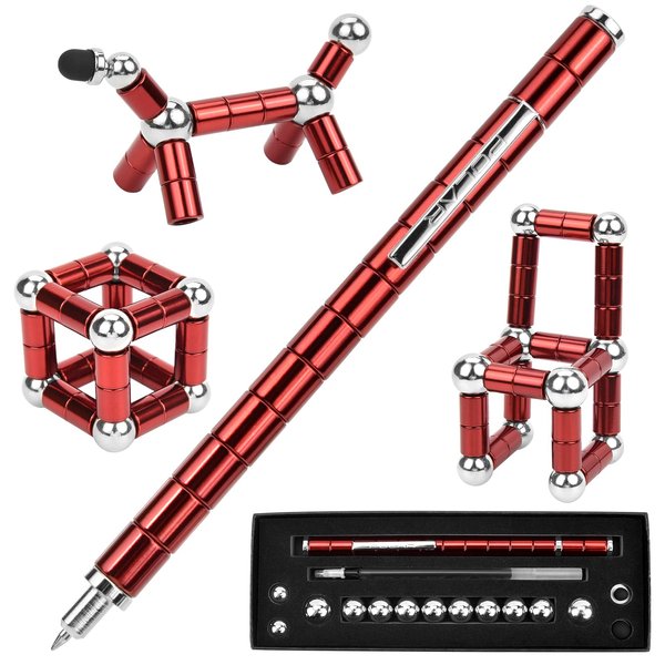 HKDGYHON Fidget Pen, Cool Pens, Decompression Magnetic Fidget Pen Toy, Relief Stress Anxiety Pen Gift for Boys & Girls, Adults and Friends (Red)