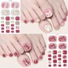 8 Sheets Toe Nail Wraps Semi Cured Gel Toe Nail Strips Glitter Foil Nail Strips Stickers Self-Adhesive Flower Toe Nail Polish Strips Designs Lines Rhinestones Nail Polish Stickers for Nail Decoration