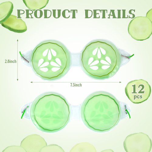 Skicuff 12 Pcs Cucumber Eye Pads Gel Eye Masks Cooling Heating Eye Pads Spa Party Favors Sleepover Party Slumber Party Supplies