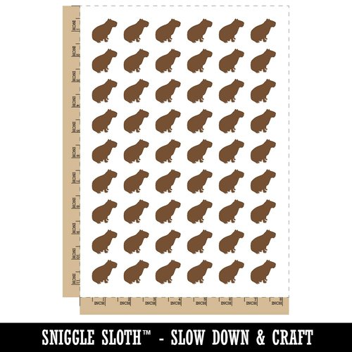 Capybara Rodent Silhouette Temporary Tattoo Water Resistant Fake Body Art Set Collection - 54 1" Tattoos (1 Sheet)