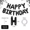 Black Happy Birthday Balloon Banner, 16 Inch Foil Mylar Happy Birthday Balloons Letters, Reusable Happy Birthday Sign, Black Birthday Decorations for Women, Men, Boys and Girls