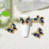 editTime Metal Alloy Nail Charms Rhinestones Kit 3D Gold Silver Stars Butterfly Heart Rose Flower Nail Gems Shiny Crystal Rhinestones Diamonds Jewelry (blue-30)