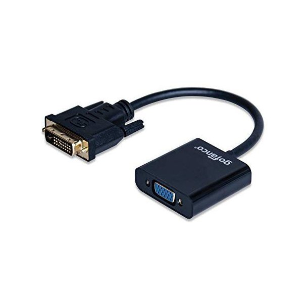 gofanco Active DVI-D to VGA Adapter Converter - Male to Female M/F Video Adapter Cable for DVI-D 24+1 for DVI Device, Laptop, PC to VGA Displays, Monitors, Projectors (DVIDVGA2)