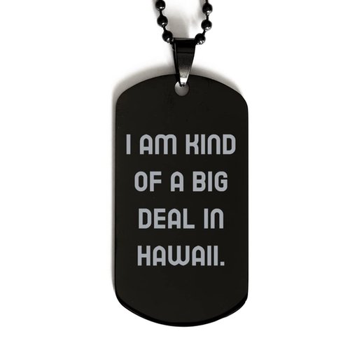 Reusable Hawaii Gifts, I am Kind of a Big Deal in Hawaii, Fun Black Dog Tag for from