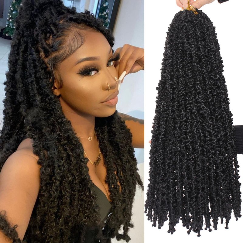 Leeven 24 Inch Butterfly Locs Crochet Hair 6 Packs Distressed Faux Locs ...