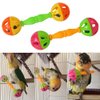 Junfamilee 2 Pcs Bird Parrot Toy Rattle Birds Fun Exercise Plastic Double-Headed Bell Pet Toys Small and Medium Birds Foraging Foot Toy,Bird Toys, Pet Supplies