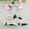 4 Pcs Halloween Milk Cow Headband Nose Bow Tie Tail Cow Ears Horns Hair Hoops Bowtie Animal Cow Headpiece Hairband Hair Bands Women Christmas Party Decoration Cosplay Costume Cute Hair Accessories