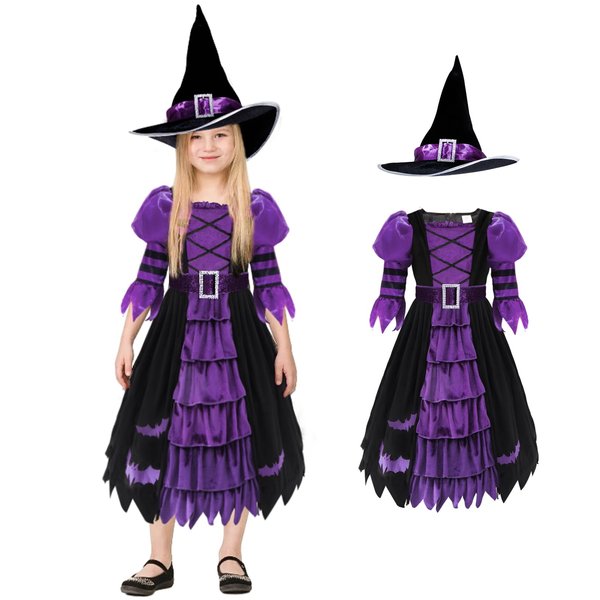 Kitimi Carnival Costume for Girls, Girls Witch Costume, Kids Toddler Halloween Costume, Kids Girls Witch Costume for Party