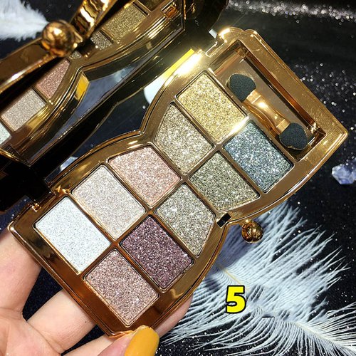 Bernecy Glitter Eyeshadow Palette,10 Colors Sparkle Shimmer Eye Shadow Highly Pigmented Long Lasting Makeup Set Gold (Type 5), Small