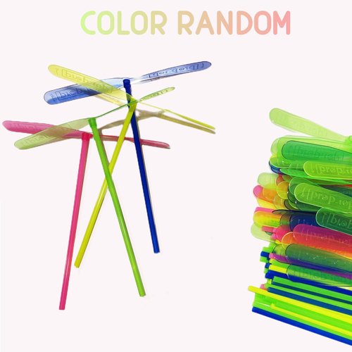 LCPQMZGH 60 Pieces Hand Helicopter Spinner Hand Rub Plastic Propeller Outdoor Flying Plastic Dragonfly Toy Random Color Toy Helicopter