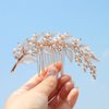 fxmimior Wedding Flower Leaf Silver Gold Hair Comb Bridal Hair Accessories for Bride and Bridesmaids Navy Blue Wedding Hair Piece Women Crystal Hair Clip Hair Jewelry for Wedding,Party and Prom (Rose gold)