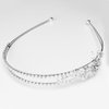 Bridal Tiara Headband Silver Crystal Double Band With Side Floral Detail