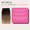 BFB Hair Clip-in Hair Extensions for Women, Real Human Hair Extensions for Short Hair, Honey Dipped Ombre Brunette & Blonde 14 inch 2 pcs 35 grams, Seamless Design, Made for Volume Only