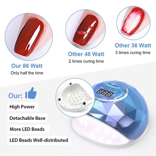 UV Light for Nails Lamp - Easkep 86W UV LED Nail Lamp Gel Nail Polish Curing Dryer for Salon 4 Timer Setting Auto Sensor Machine (Taro)
