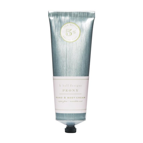 K. Hall Designs Peony Hand & Body Cream, Peaceful Peony Scent with Watery Notes, Shea Butter Lotion for Men & Women, Relieves Dry Skin & Cracked Hands, 3.4 fl oz