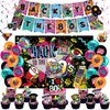 41pcs 80s Party Decorations Include Party Banner-Backdrop- Cupcake Toppers - Cake Top - Hanging Swirl - Balloons Festivals Party Supplies