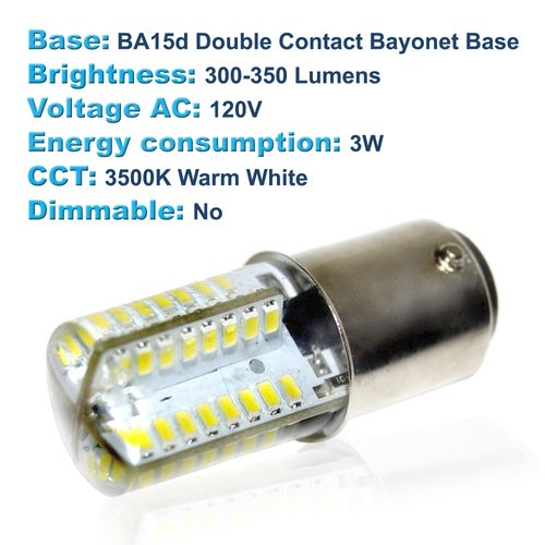 HQRP 110V LED Light Bulb Warm White Compatible with Bernina 717/718 / 719/720 / 721/722 / 723/724 / 725 Sewing Machine