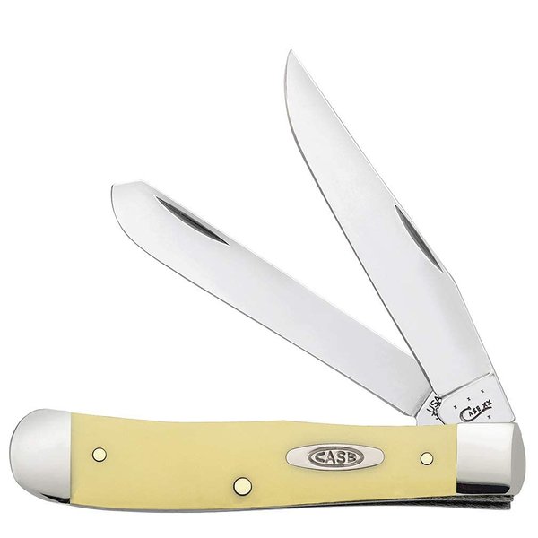 Case XX WR Pocket Knife Yellow Synthetic Trapper High Carbon Steel Blades Item #161 - (3254 CS) - Length Closed: 4 1/8 Inches