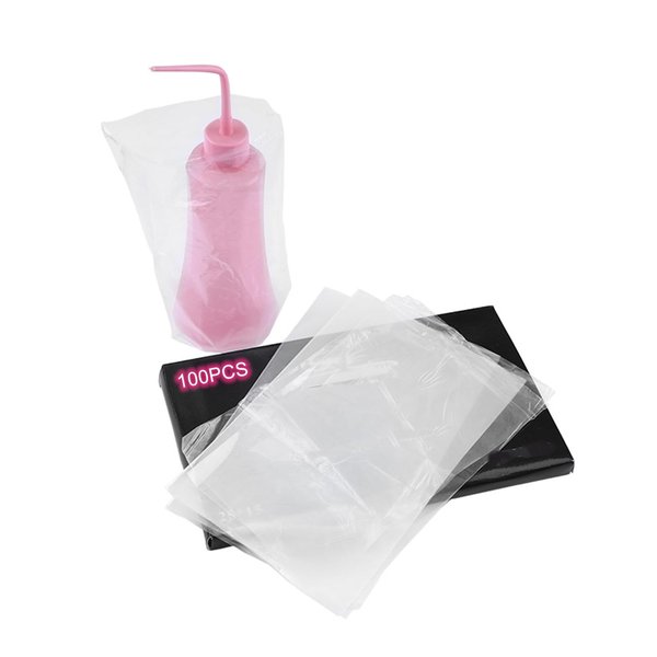 Hipifans Tattoo Wash Bottle Bags, 100Pcs/Set Disposable Squeeze Bottle Covers, Tattoo Bottle Cleaning Bags, Transparent PE Wash Bottle Covers Sleeves 6 X 10 Inch for Tattoo Cleaning Supplies