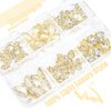 qiipii 32 Pcs Butterfly Nail Charms Gold Butterflies Charms for Nails Bow Nail Crystals Diamonds Rhinestones 3D Alloy Luxury Nail Gems Cute Nail Art Supplies for Acrylic Nails Decoration Crafts DIY