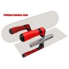 Stainless Steel Flat Finishing Trowel (11" x 4") and Pool Trowel (14" x 4") Concrete Tools Set Cement Drywall Plastering Masonry Construction Hand Tool