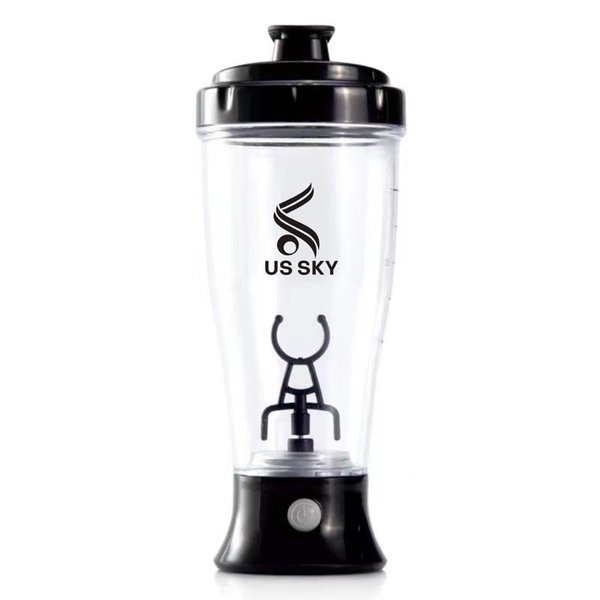 Electric Protein Shaker, Blender Bottle for gym or preworkout, Shaker Water Bottle with Action-Rod Wire Mixer, Helimix drink mixer, Shaker Bottles for Protein Mixes With Storage 16oz (black)