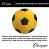 Champion Sports Coated High Density Foam Soccer Ball, Yellow, Black, 4
