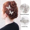 2Pcs Butterfly Hair Clips Butterfly Hair Clamps with Rhinestones Decorative Cute Hair Pins Hair Accessories for Women Girls (Silver)