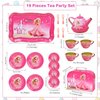 Lajeje 19-Piece Princess Tea Party Set for Girls, Pretend Play Tin Tea Set with Carrying Case, Kids Party Toys for 3-6 Year Olds