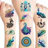 Generic 100PCS Peacock Temporary Tattoos - 100PCS Diwali Indian Blue Themed Stickers for Kids Birthday Party Supplies, Decorations, Favors, and Prizes - Cute Gifts for Boys and Girls