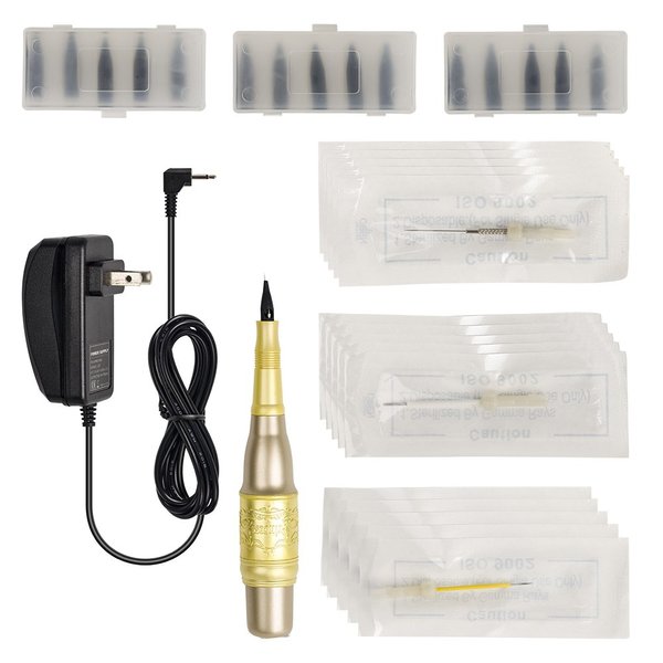 VideoPUP Tattoo Pen Make up Kit, Makeup Eyebrow Tattoo Pen Machine Kit Cosmetic with Needles Tips Power Supply Kx-104