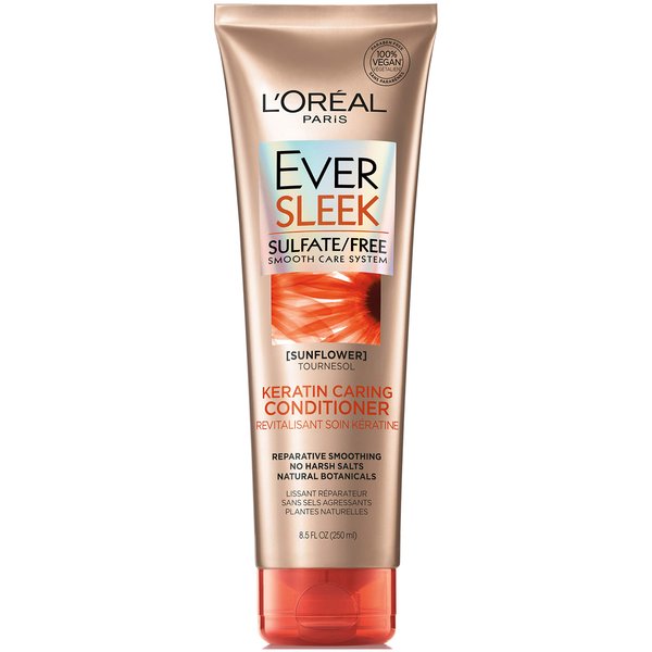 L’Oréal Paris EverSleek Sulfate Free Keratin Caring Conditioner with Sunflower Oil Fl, Fresh, 8.5 Ounce